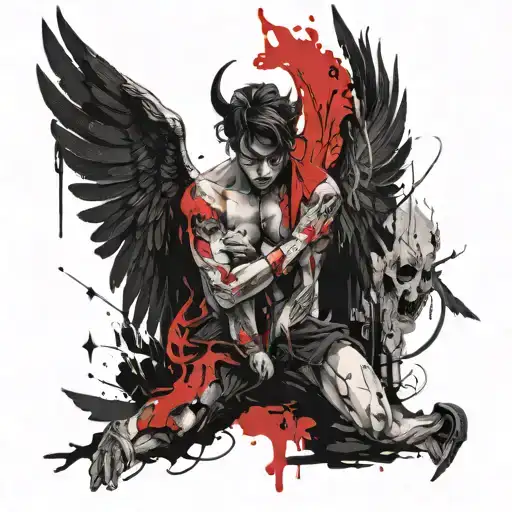 Good and evil angel and demon  tattoo design idea