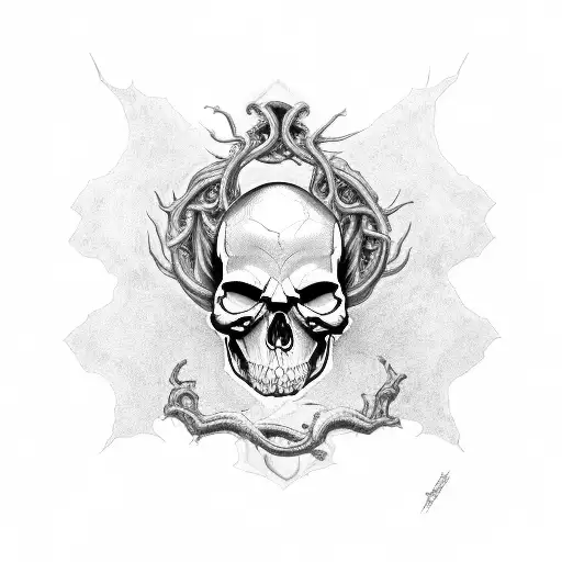 Half skull, half Medusa  tattoo design idea