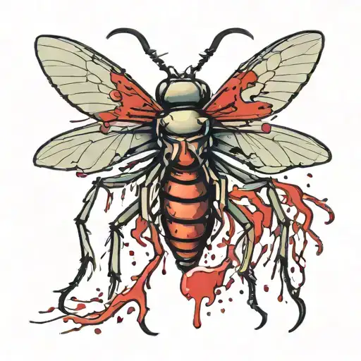 obese mosquito sucking blood dripping tattoo design idea