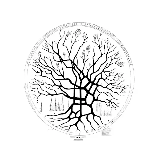 tree roots farm map tattoo design idea