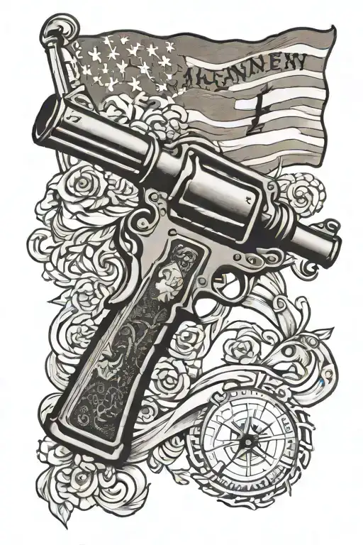 2nd amendment flag gun tattoo design idea
