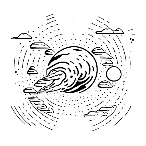 comets/asteroids representing 5 nephews and three nieces tattoo design idea