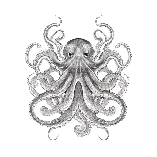 octopus holding a worm tattoo design idea