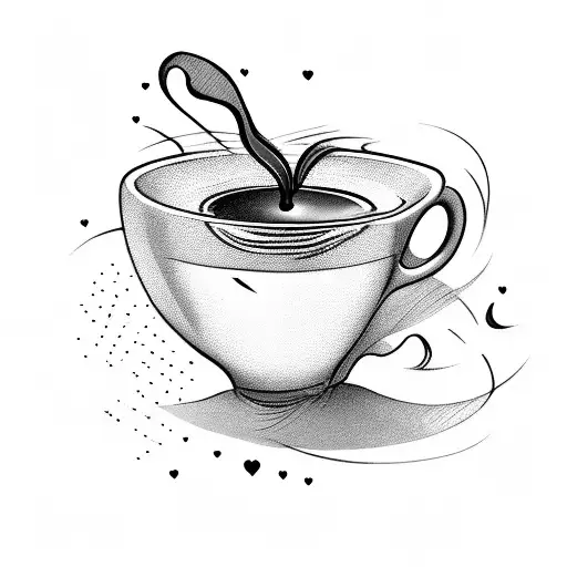 espresso coffee cup with heart steam tattoo design idea