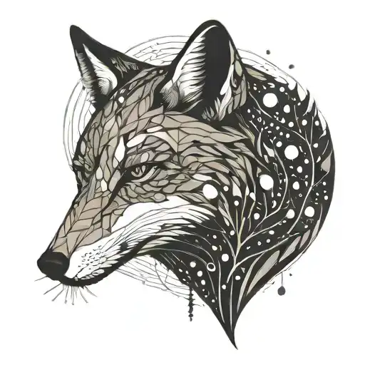 An intricate accounting ledger intertwined with fox silhouettes tattoo design idea