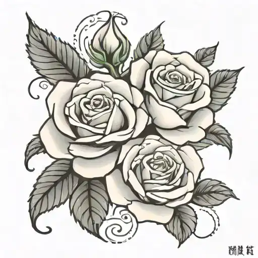 black rose and white rose ying yan type and in tattoo design idea