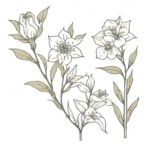 bouquets with carnation, narcissus, snowdrop and holly  tattoo design idea