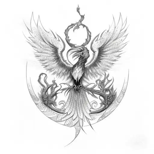 phoenix spine tattoo design idea
