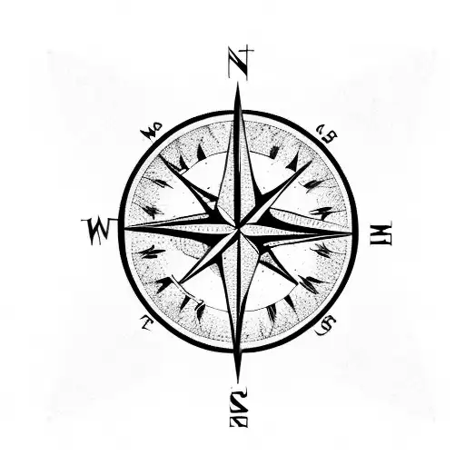Compass cedar tree tattoo design idea
