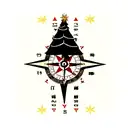 Compass cedar tree tattoo design idea