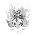 a blackwork that uses details from Final Fantasy VII and Steven Universe tattoo design idea