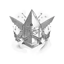 a blackwork that uses details from Final Fantasy VII and Steven Universe tattoo design idea