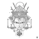 a blackwork that uses details from Final Fantasy VII and Steven Universe tattoo design idea