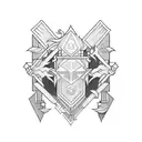 a blackwork that uses details from Final Fantasy VII and Steven Universe tattoo design idea