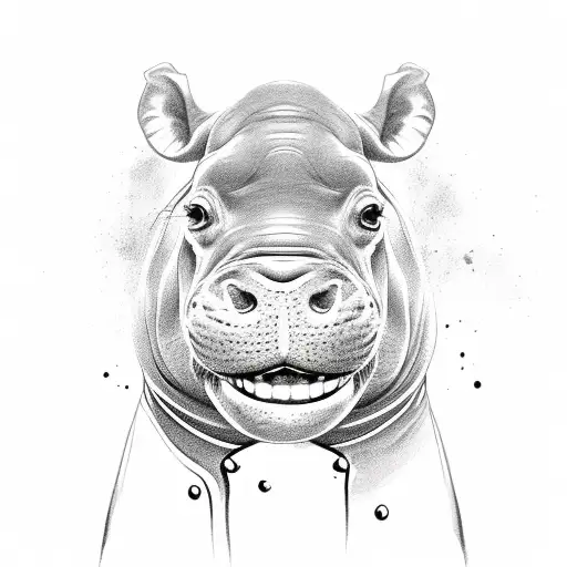 tough hippo chef tattoo design idea