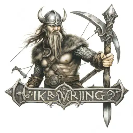 viking runes, bateau viking warrior tattoo design idea