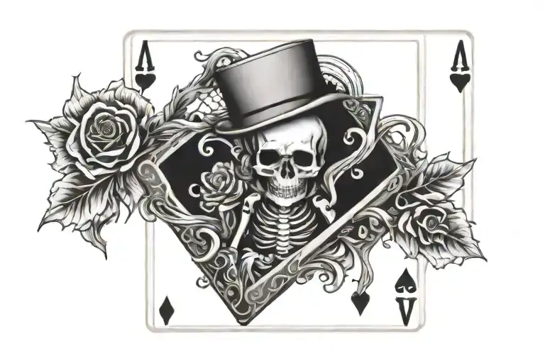 skeleton fanning deck of cards tattoo design idea