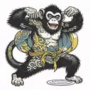 monkey dancing on banana tattoo design idea