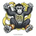 monkey dancing on banana tattoo design idea