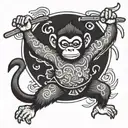 monkey dancing on banana tattoo design idea