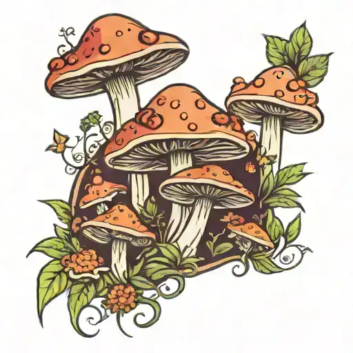 weed mushrooms astrology inspired tattoo showcasing tattoo design idea