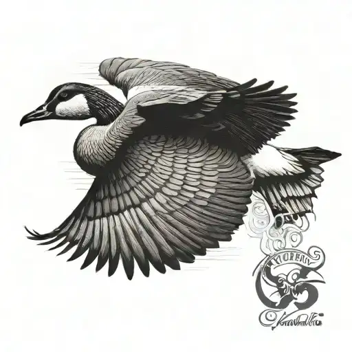 canadian goose flying tattoo design idea