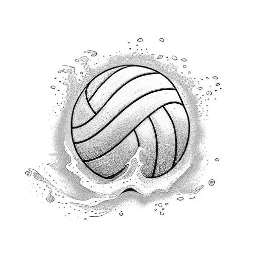 A volleyball made of waves crashing on a rocky shore tattoo design idea