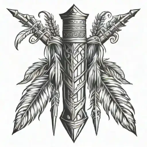 quiver with the feathers of five arrows sticking out tattoo design idea