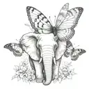 butterfly and elephant face combined tattoo design idea