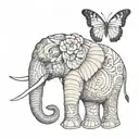 butterfly and elephant face combined tattoo design idea
