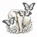 butterfly and elephant face combined tattoo design idea