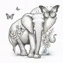 butterfly and elephant face combined tattoo design idea