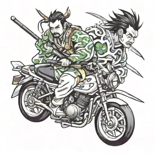 wheels and jdm samurai warrior tattoo design idea
