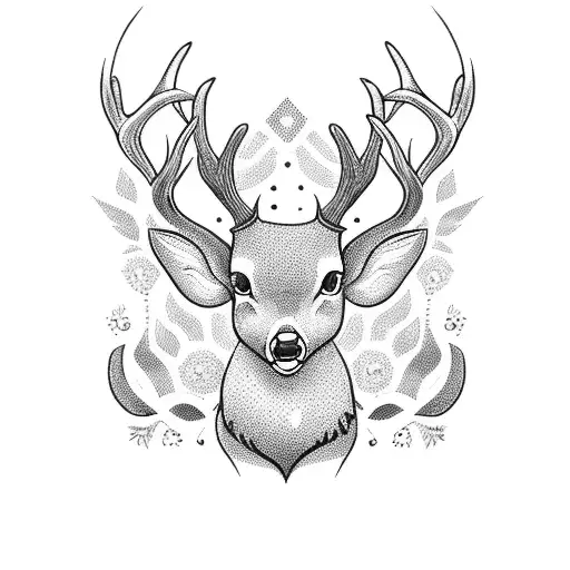 Deer Tattoo in Wreath on Arm