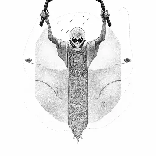 Man in a robe holding a scythe  tattoo design idea