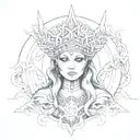 Creepy dark slavic goddess tattoo design idea