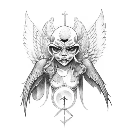 Bad angel good devil tattoo design idea