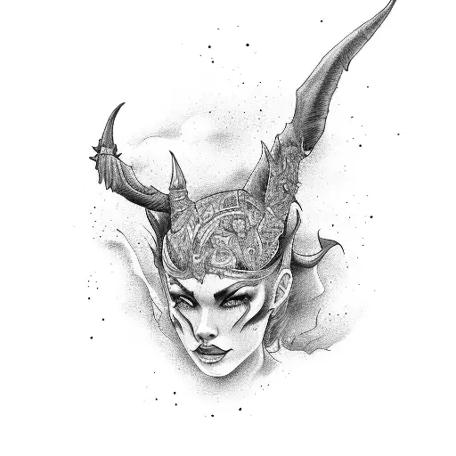 one Bad angel and one good devil tattoo design idea