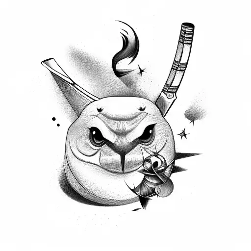 Cricket bats crossed with gym weights tattoo design idea