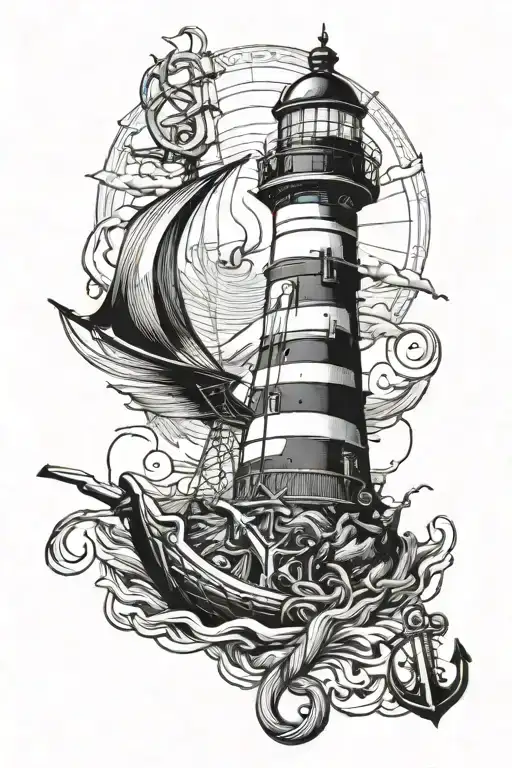 Lighthouse and anchor viking 2 tattoo design idea