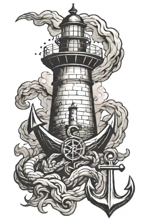 Lighthouse and anchor viking 2 tattoo design idea