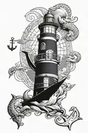 Lighthouse and anchor viking 2 boys tattoo design idea