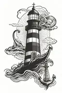 Lighthouse and anchor viking 2 boys tattoo design idea