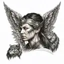 valkyrie with wolf tattoo design idea