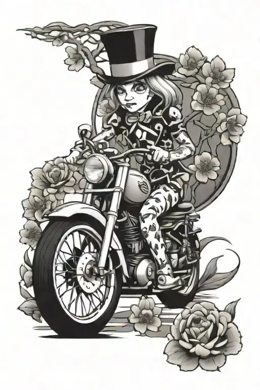 John deer, Japanese cherry blossoms, Alice in wonderland, Harley Davidson, western tattoo design idea