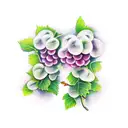 grapes roses vineyard tattoo design idea