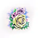 grapes roses vineyard tattoo design idea