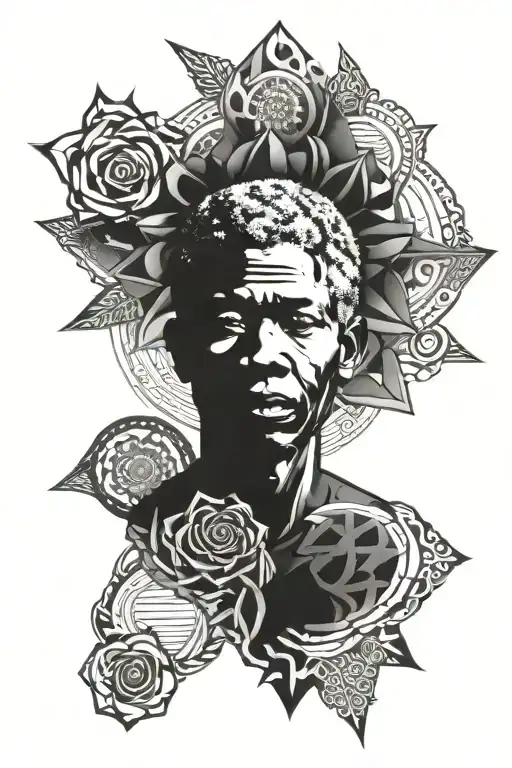 Mandela design with elements tattoo design idea