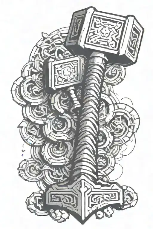thor hammer tattoo design idea