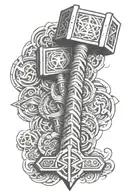 thor hammer and pentacle tattoo design idea